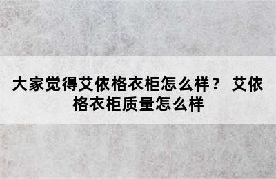 大家觉得艾依格衣柜怎么样？ 艾依格衣柜质量怎么样